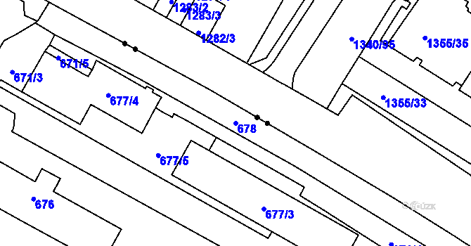 Parcela st. 678 v KÚ Pisárky, Katastrální mapa