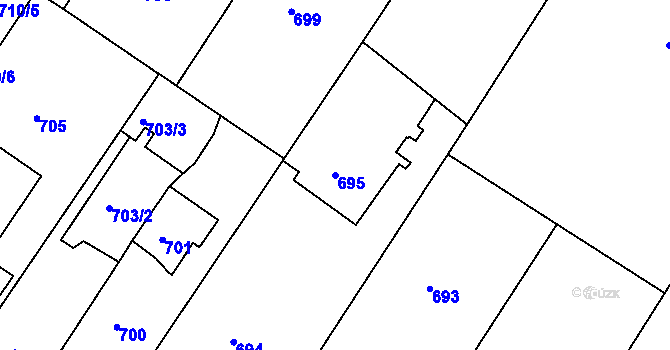 Parcela st. 695 v KÚ Pisárky, Katastrální mapa