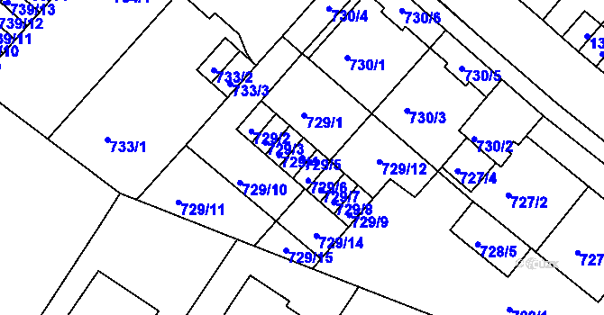 Parcela st. 729/5 v KÚ Pisárky, Katastrální mapa