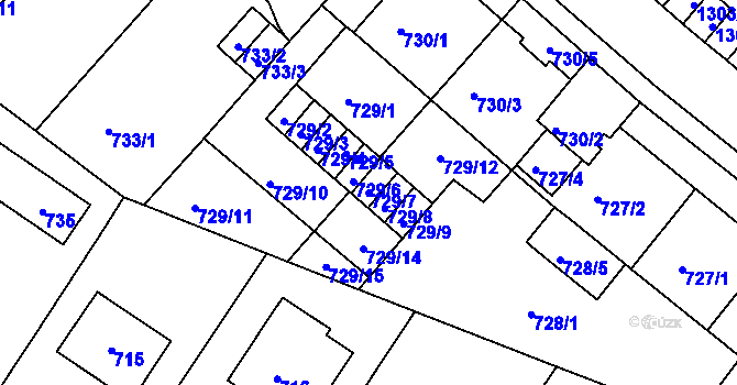 Parcela st. 729/7 v KÚ Pisárky, Katastrální mapa