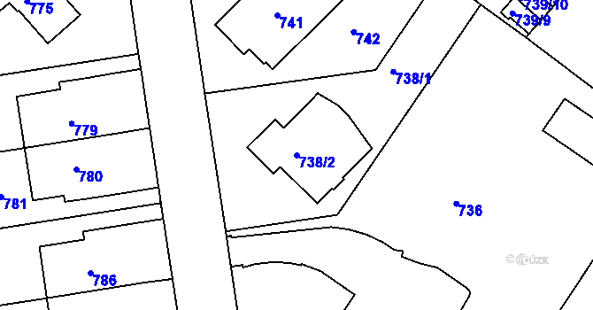 Parcela st. 738/2 v KÚ Pisárky, Katastrální mapa