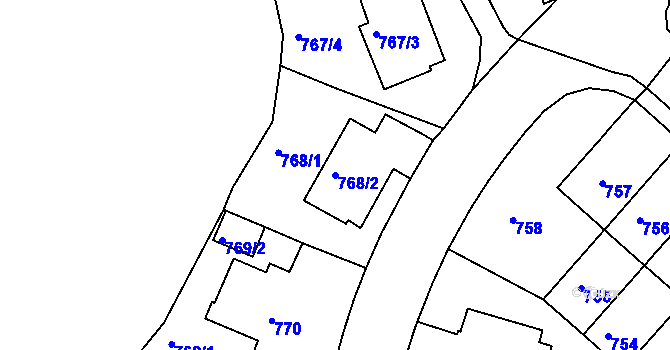 Parcela st. 768/2 v KÚ Pisárky, Katastrální mapa