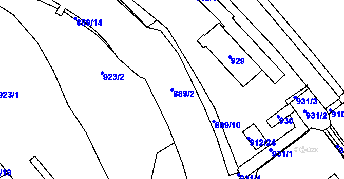 Parcela st. 889/2 v KÚ Pisárky, Katastrální mapa