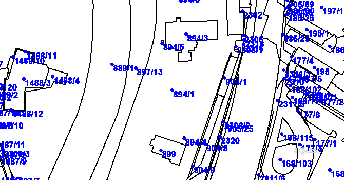 Parcela st. 894/1 v KÚ Pisárky, Katastrální mapa