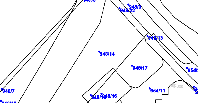 Parcela st. 948/14 v KÚ Pisárky, Katastrální mapa