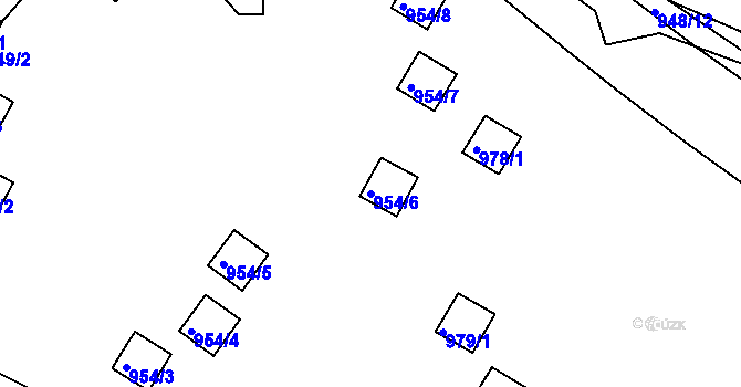 Parcela st. 954/6 v KÚ Pisárky, Katastrální mapa