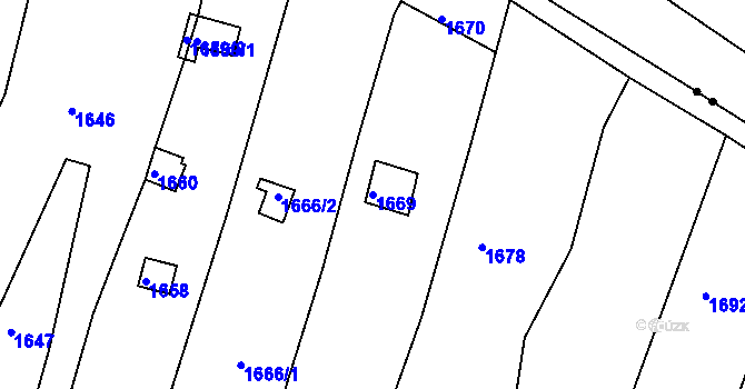 Parcela st. 1669 v KÚ Pisárky, Katastrální mapa