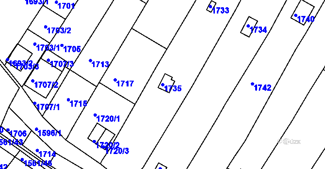 Parcela st. 1735 v KÚ Pisárky, Katastrální mapa