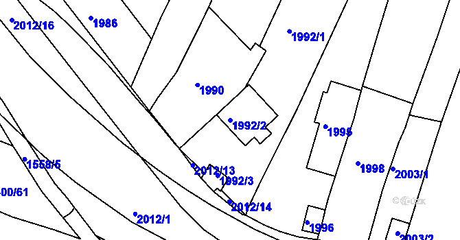 Parcela st. 1992/2 v KÚ Pisárky, Katastrální mapa