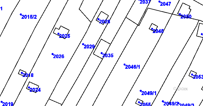 Parcela st. 2035 v KÚ Pisárky, Katastrální mapa