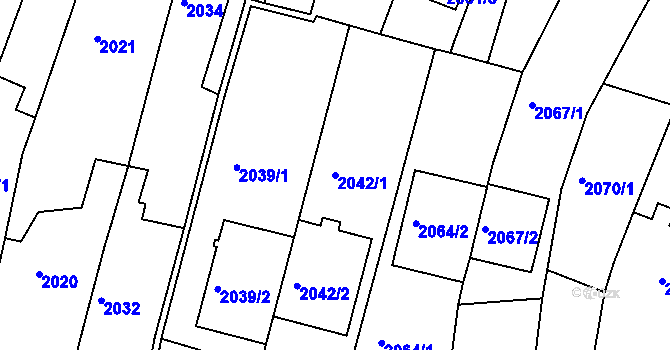 Parcela st. 2042/1 v KÚ Pisárky, Katastrální mapa