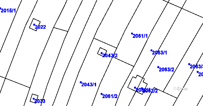 Parcela st. 2043/2 v KÚ Pisárky, Katastrální mapa