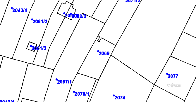 Parcela st. 2069 v KÚ Pisárky, Katastrální mapa