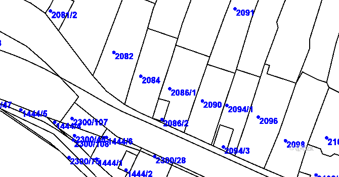 Parcela st. 2086/1 v KÚ Pisárky, Katastrální mapa