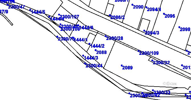 Parcela st. 2088 v KÚ Pisárky, Katastrální mapa