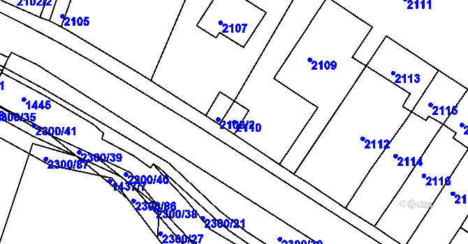 Parcela st. 2110 v KÚ Pisárky, Katastrální mapa