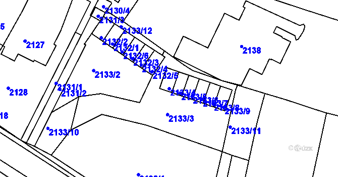 Parcela st. 2133/4 v KÚ Pisárky, Katastrální mapa