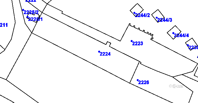Parcela st. 2224 v KÚ Pisárky, Katastrální mapa