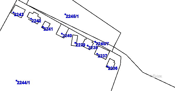 Parcela st. 2238 v KÚ Pisárky, Katastrální mapa