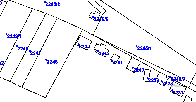 Parcela st. 2242 v KÚ Pisárky, Katastrální mapa