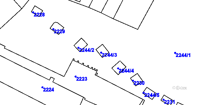 Parcela st. 2244/3 v KÚ Pisárky, Katastrální mapa