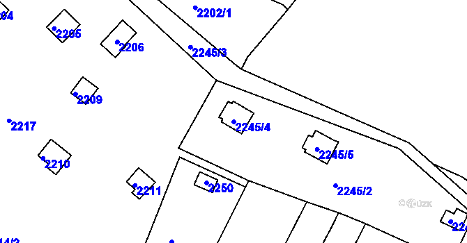 Parcela st. 2245/4 v KÚ Pisárky, Katastrální mapa