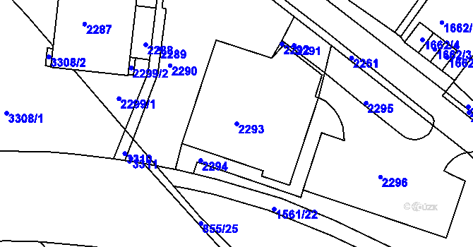 Parcela st. 2293 v KÚ Pisárky, Katastrální mapa
