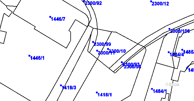 Parcela st. 2300/11 v KÚ Pisárky, Katastrální mapa