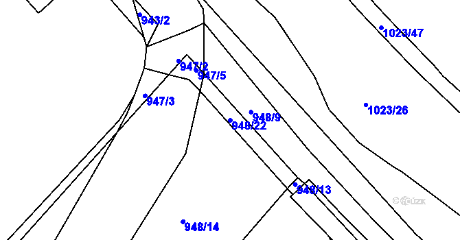 Parcela st. 948/22 v KÚ Pisárky, Katastrální mapa