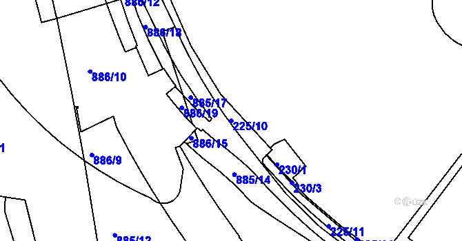 Parcela st. 225/10 v KÚ Pisárky, Katastrální mapa