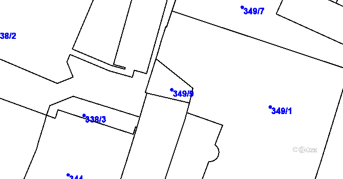 Parcela st. 349/9 v KÚ Pisárky, Katastrální mapa