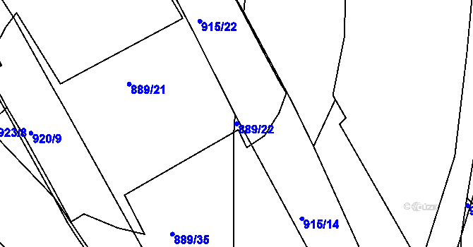 Parcela st. 889/22 v KÚ Pisárky, Katastrální mapa