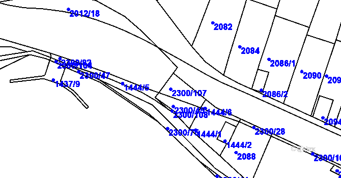 Parcela st. 2300/107 v KÚ Pisárky, Katastrální mapa