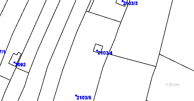 Parcela st. 2103/4 v KÚ Pisárky, Katastrální mapa
