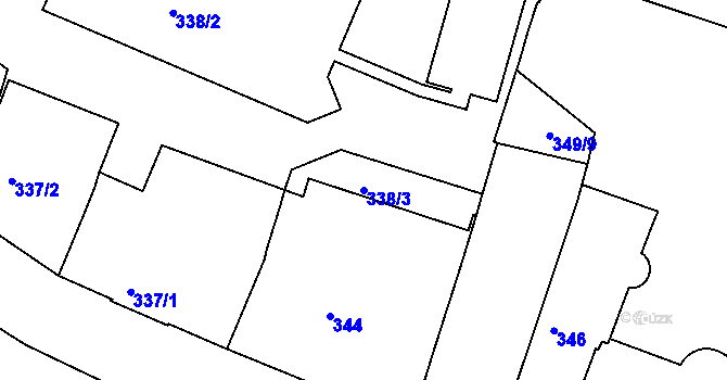 Parcela st. 338/3 v KÚ Pisárky, Katastrální mapa