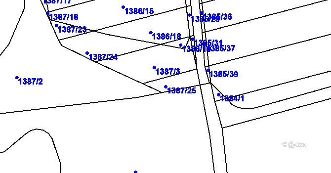 Parcela st. 1387/25 v KÚ Pisárky, Katastrální mapa