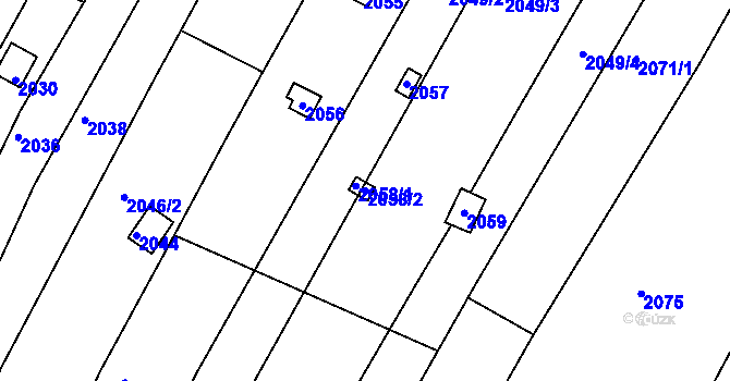 Parcela st. 2058/2 v KÚ Pisárky, Katastrální mapa