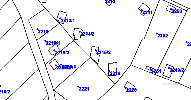 Parcela st. 2215/2 v KÚ Pisárky, Katastrální mapa