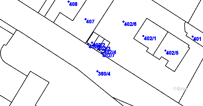 Parcela st. 402/7 v KÚ Pisárky, Katastrální mapa