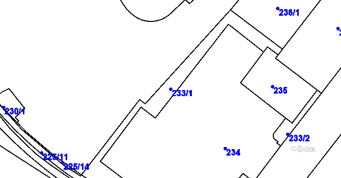 Parcela st. 233/1 v KÚ Pisárky, Katastrální mapa