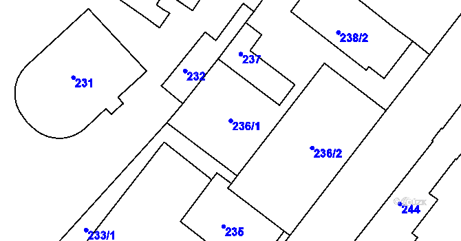 Parcela st. 236/1 v KÚ Pisárky, Katastrální mapa