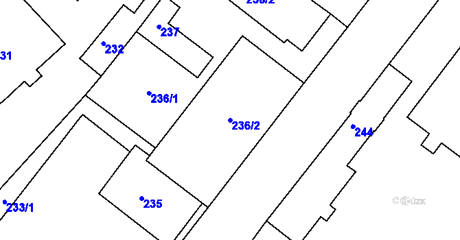 Parcela st. 236/2 v KÚ Pisárky, Katastrální mapa