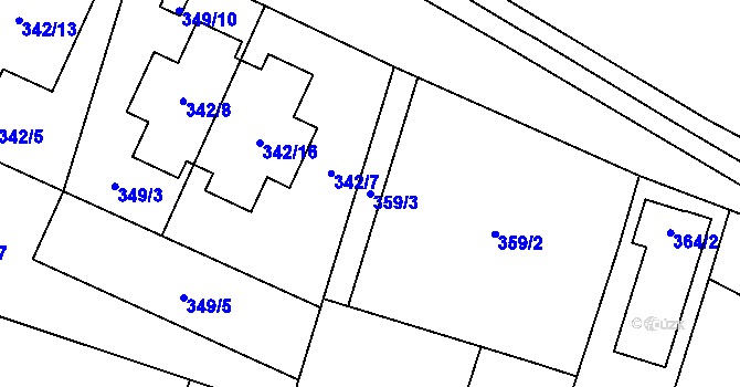 Parcela st. 359/3 v KÚ Pisárky, Katastrální mapa