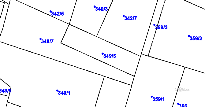 Parcela st. 349/5 v KÚ Pisárky, Katastrální mapa