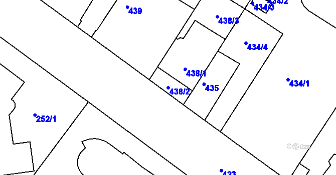 Parcela st. 438/2 v KÚ Pisárky, Katastrální mapa