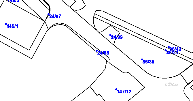 Parcela st. 24/88 v KÚ Pisárky, Katastrální mapa
