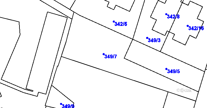 Parcela st. 349/7 v KÚ Pisárky, Katastrální mapa