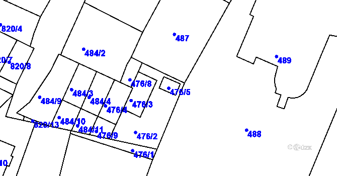 Parcela st. 476/5 v KÚ Pisárky, Katastrální mapa