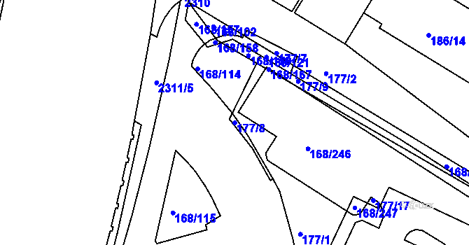 Parcela st. 177/8 v KÚ Pisárky, Katastrální mapa