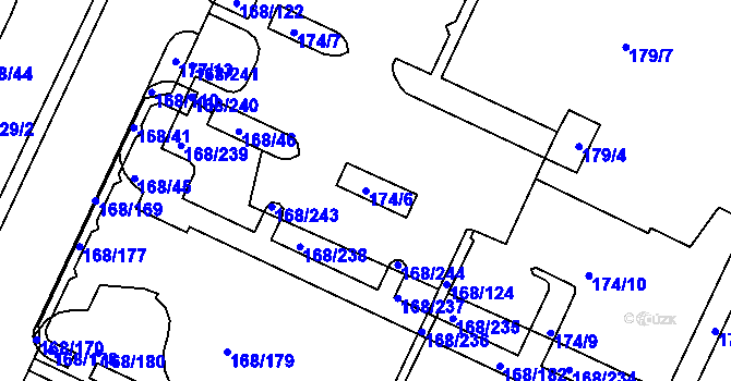Parcela st. 174/6 v KÚ Pisárky, Katastrální mapa